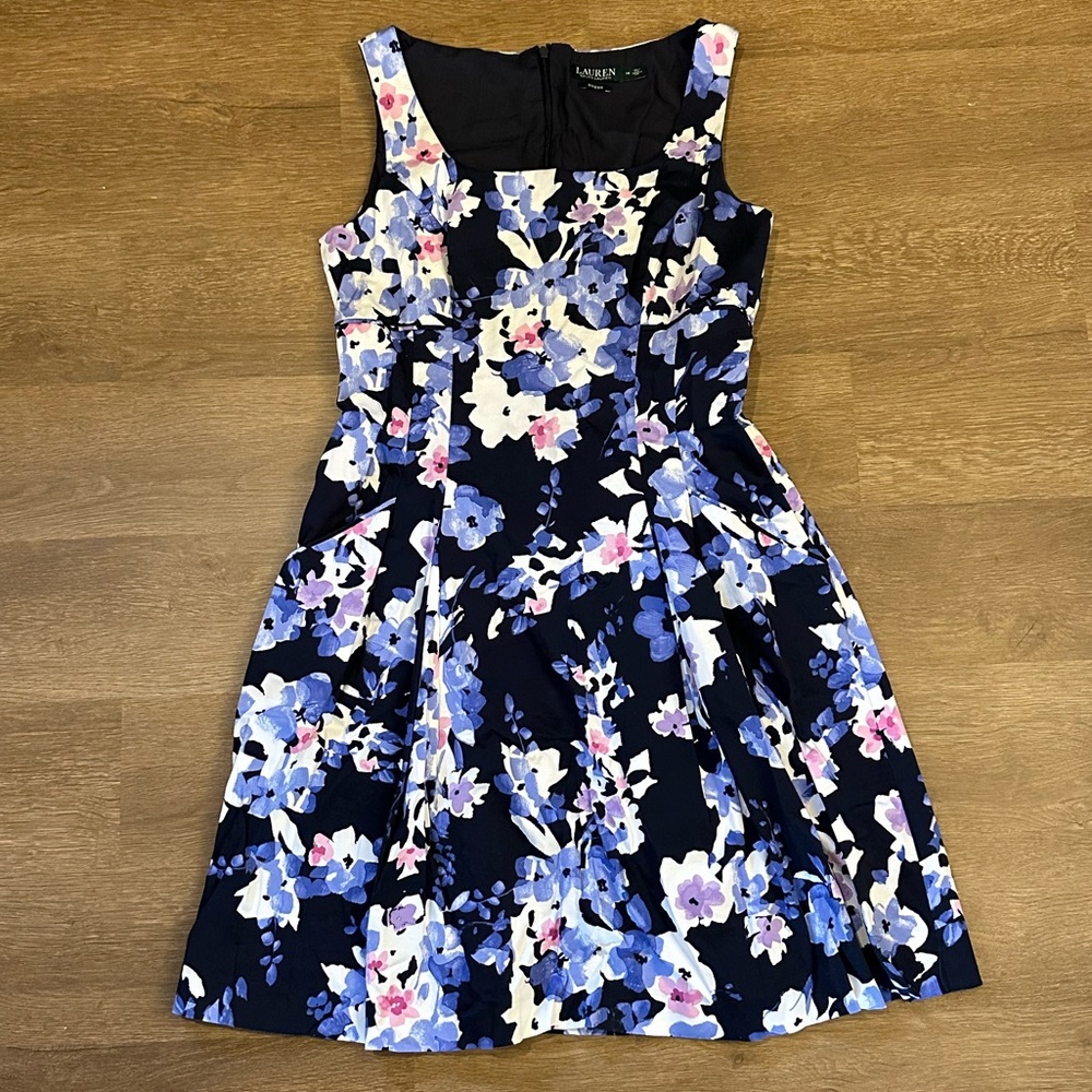 NWOT Lauren Ralph Lauren blue/purple floral dress